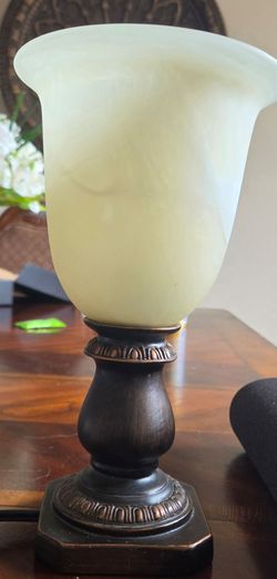 Small table lamp with glass shade