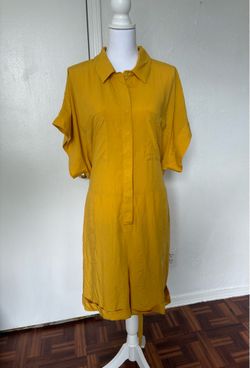 ELOQUII women’s yellow button up collared neck romper size 20