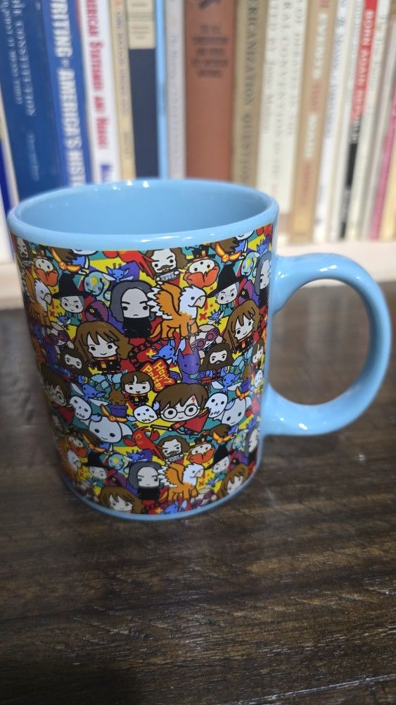 Harry Potter All Over Character Coffee Cup Blue Wizarding World Se7en20 Retro Movie Mug Collectible
