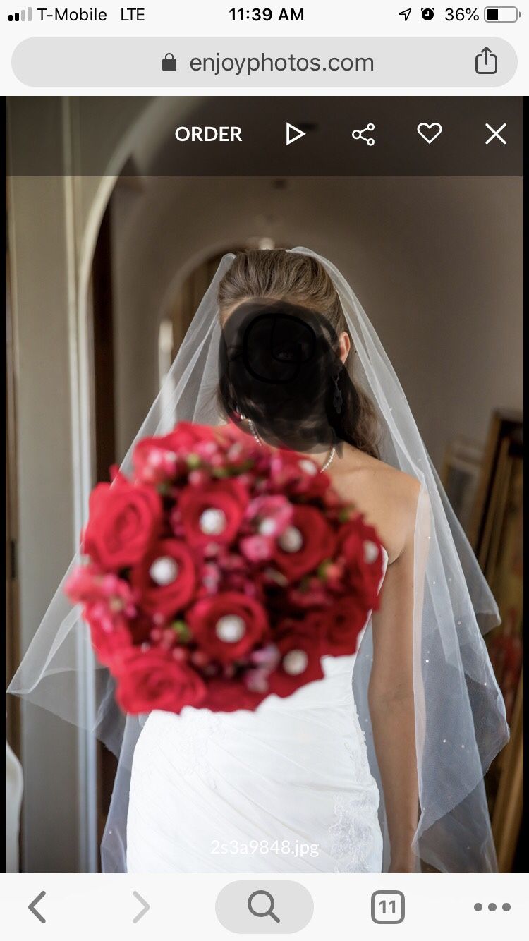 Long bridal veil with comb and Swarovski crystals