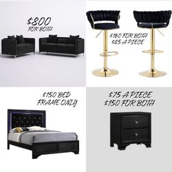 Bed Frame Love Seat And Couch 2bar Stools 2 Night Stands 