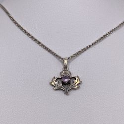 925 Scottish Thistle Amethyst Necklace 