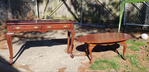 Wood Living room Set - Coffee Table and Sofa Table - Dark wood finish