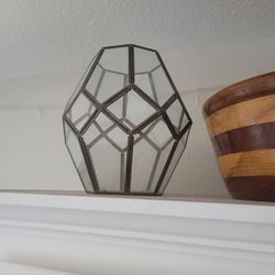 Two Glass Terrariums, Decorative Candle Holders 