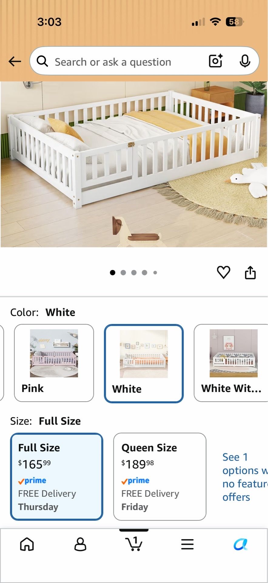 Toddler floor bed with mattress