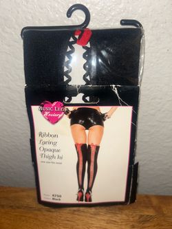 New Ribbon Lacing Opaque Thigh High