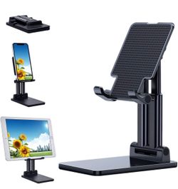 Cell Phone Stand Angle Height Adjustable Phone Holder for Desk, Foldable Phone Stand, Compatible with iPhone, iPad, Surface Pro, Portable Monitor 7" -