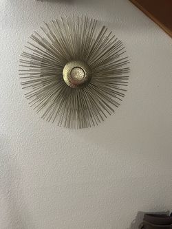 18-1/2” Diameter MCM Vintage Gold Toned Metal Starburst