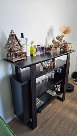 Home Bar Table With Wine Storage and Wine Glass Racks