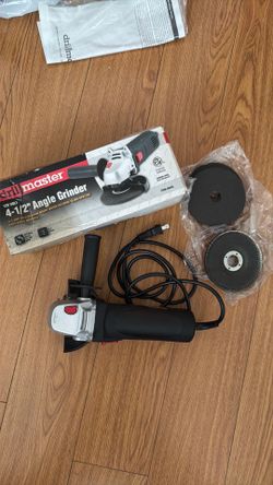 4.3 Amp, 4-1/2 in. Angle Grinder with Slide Switch, and sand papers, $15