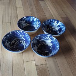4 Handmade Mexican Talavera Bowls