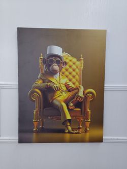 Gold Monkey Throne Wall Canvas Print