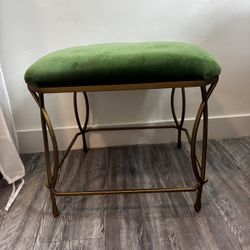 Green Velvet Bench with Gold Frame | Modern Glam Accent