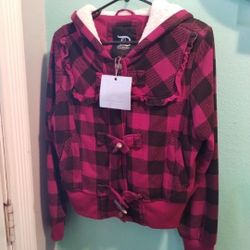 Purple And Black Plaid Jacket /Coat .Size Large Women's..Brand New With Tags!