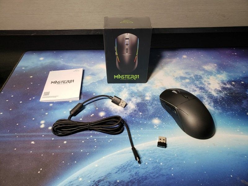 New Master 01 Wireless Gaming Mouse, 24000 DPI, Tri-Mode BT5.3/Type-C Wired/2.4G Wireless Mouse, RGB, 6 Programmable Buttons, 75Hrs Battery Life, Rech