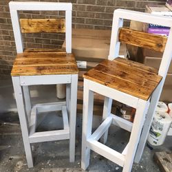 32 inch Golden Oak Stain Top Farmhouse Style Bar Stools 