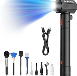 Compressed Air Duster with Flashlight,180000RPM Electric Air Duster,4-Gear with Display High-Speed Electric Duster with Multi-Purpose Nozzles for Comp