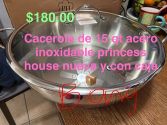Cacerola de 15 qt acero inoxidable 👉 princess house todo nuevo y con caja 📦
