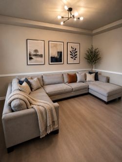 Large Beige/Tan Sectional Sofa