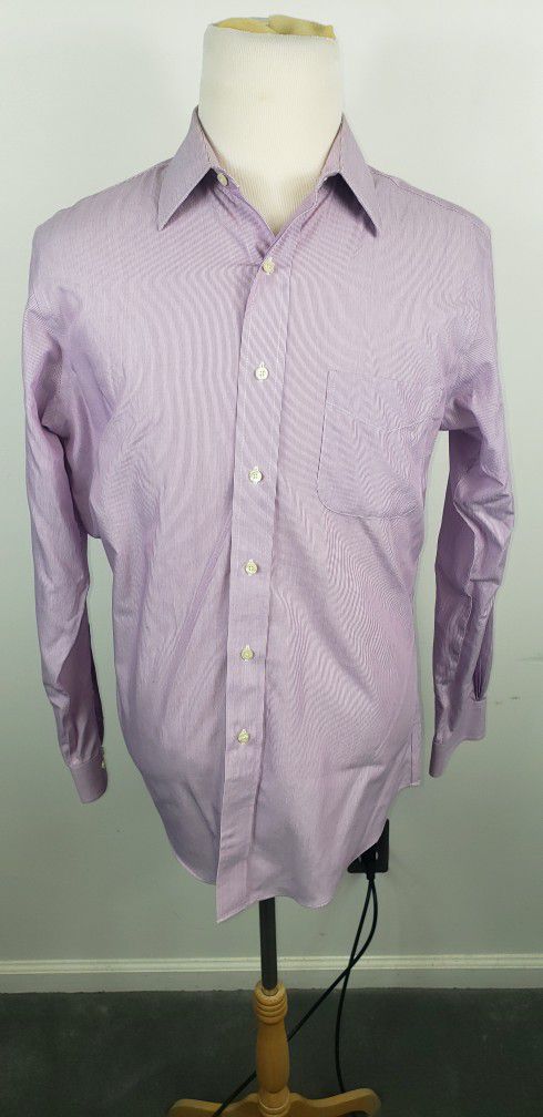 Brooks Brothers 346 Mens Sz 15.5-4-5 Dress Shirt Slim Fit Lavender Pin Stripe