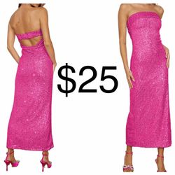 Women Strapless midi Sequin Dresses Bodycon Sleeveless Wedding Guest Sparkly Glitter Formal Cocktail Dress