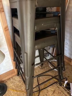 Industrial Metal Bar Stools Set of 3