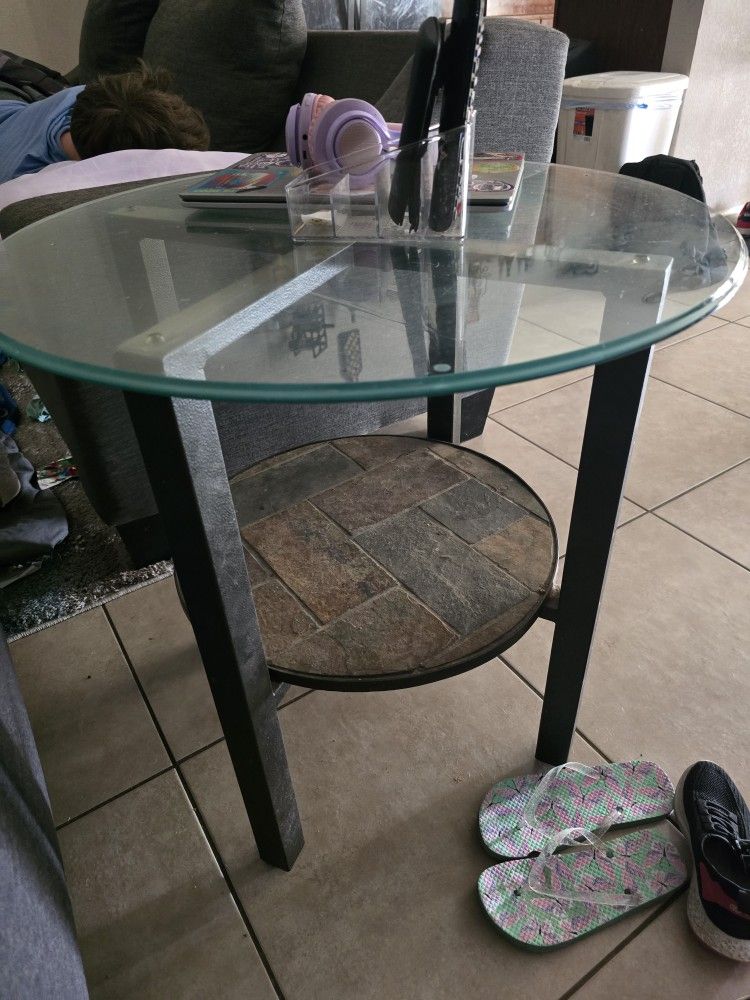 Glass Top End Table And Coffee Table