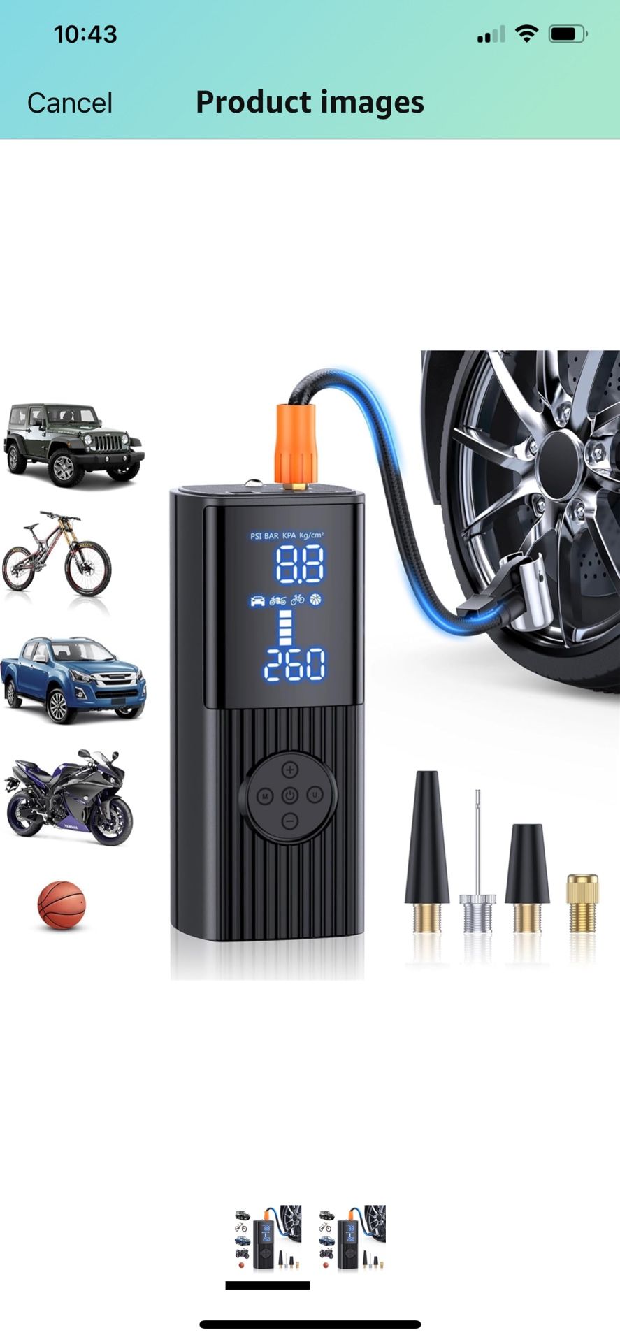 Tire Inflator Portable Air Compressor-180PSI & 25000mAh Portable Air Pump, Accurate Pressure LCD Display, 3X Fast Inflation for Cars