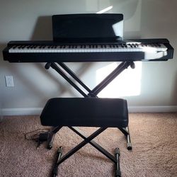 Yamaha P-225B Keyboard With Stand, Bench, Headphones, Pedal & Power Adapter
