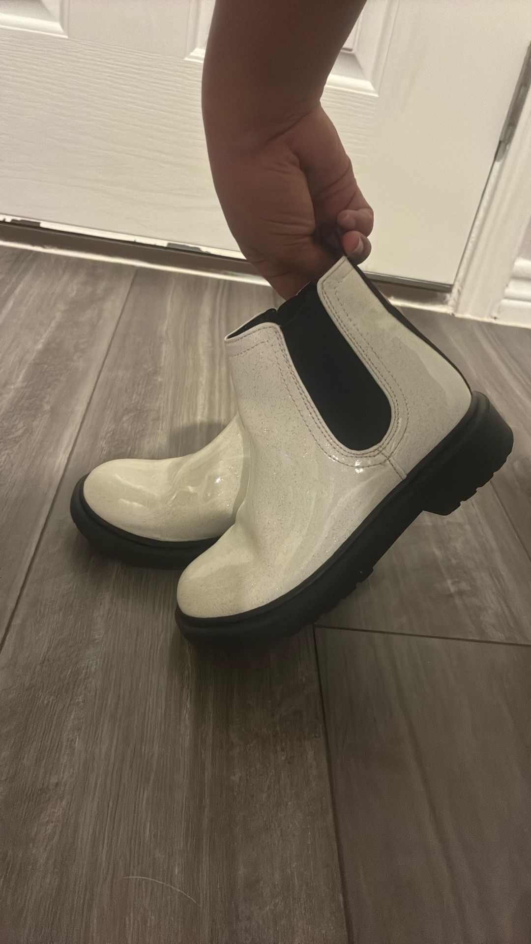 Dr. Martens Glitter White Zip Up Booty