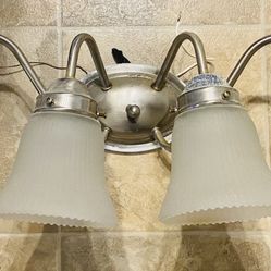 4 Light Brushed Nickel Over Mirror Bathroom Light Fixture 
