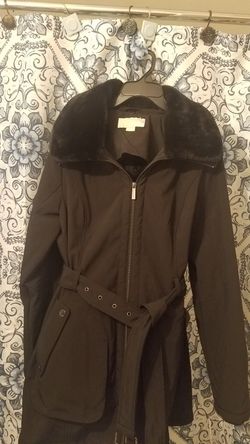 szzlrge New blk MKors trench style wit hoodie lined inside warm