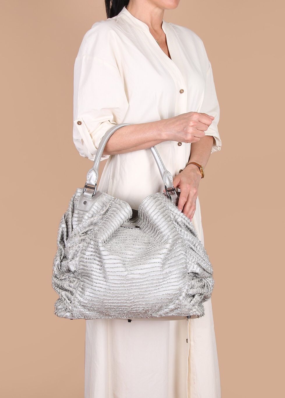 FREE STANDARD USPS GROUND SHIP! Authentic Burberry Prorsum Medium Leather Osprey Metallic Fringe Bag Dust bag Included