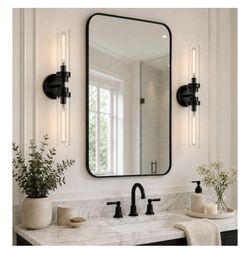 Emak 22” Black 2-pack Clear Glass Wall Light Fixture