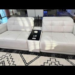 Reva White Leather Power Reclining From City Furniture 