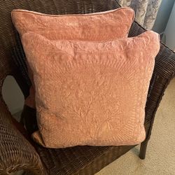 Two Pack Pink/Coral Embroidered Pillows
