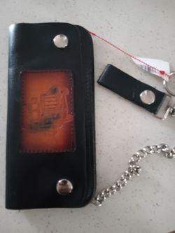 biker chain leather wallet