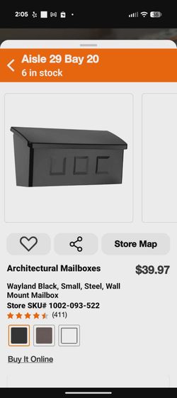 Architectural Mailboxes Wayland Black Small Steel Wall Mount Mailbox