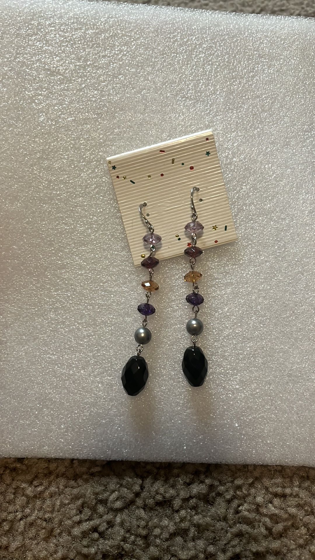 Purple Bead Dangle Earrings