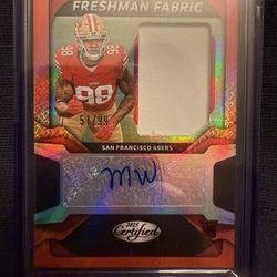 Mykel Williams 2025 Panini Certified Freshmen Fabric Patch and Auto RC 51/99