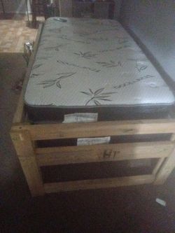 Twin Mattress with Wood Bed Frame