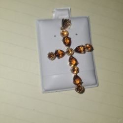 Pendiente De Cruz Con Citrinas