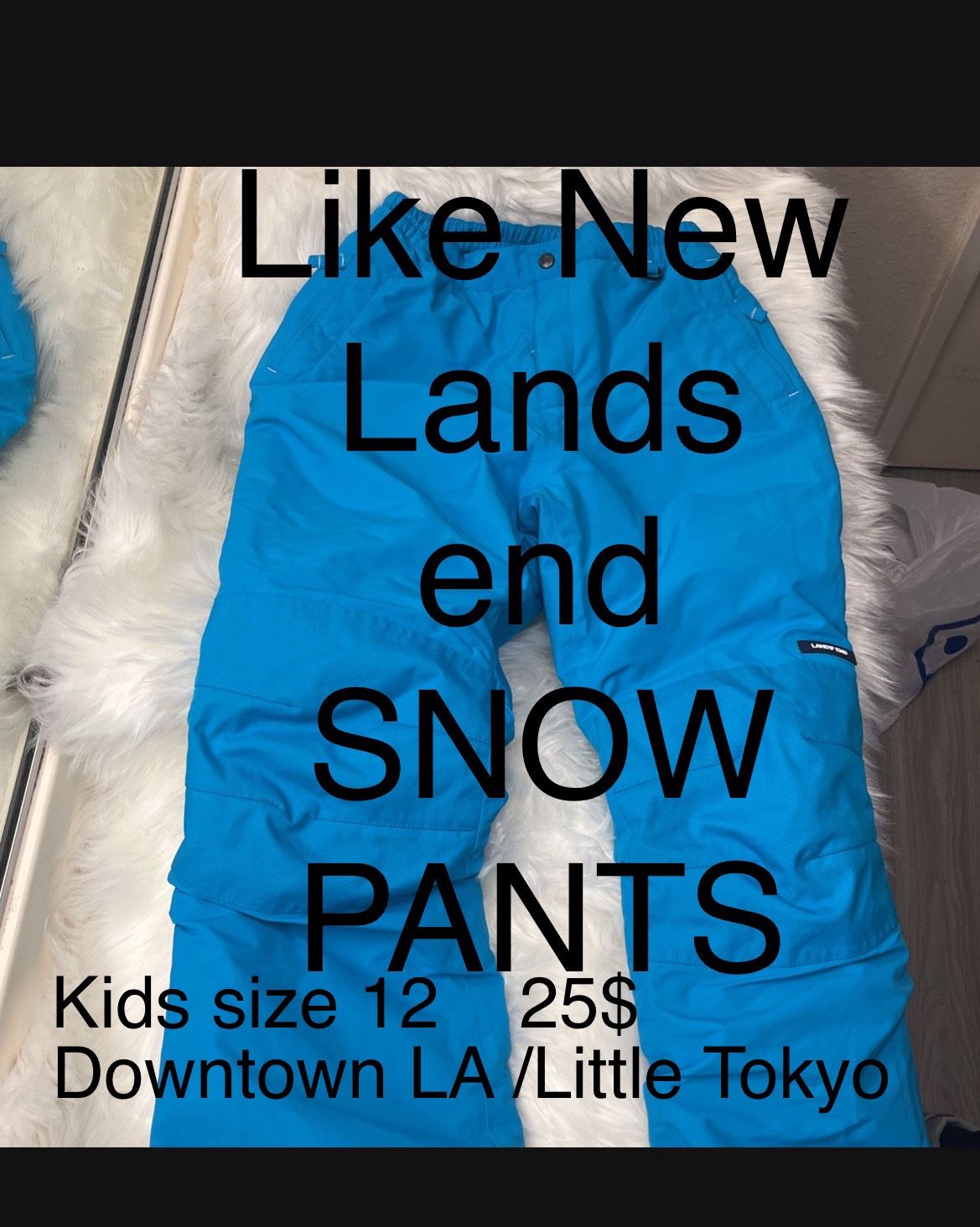 SNOW PANTS Kids Size 12. Pick Up In Downtown La Little Tokyo. 25$ They Are In Excellent Condition like new