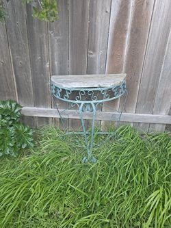 Vintage Wrought-Iron & Wood Console Side Table - AWESOME PATINA 