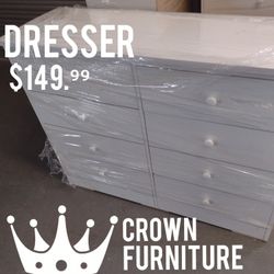 White 8 Drawer Dresser 