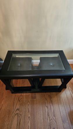 Contemporary Coffee Table with 2 Upholstered Nesting Stools, Dark Brown