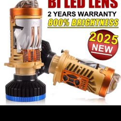 H4 Led Bulbs Super Bright With 3 Colors Built In And A Projector Lens Rare!!!!! 