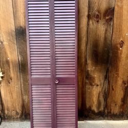 (As Is) Louvered Bi-Fold Closet Door - Dark Burgundy Color