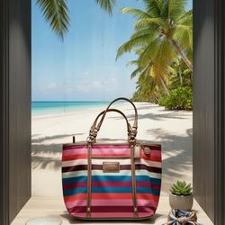 Coach Legacy Stripe Sateen Tote