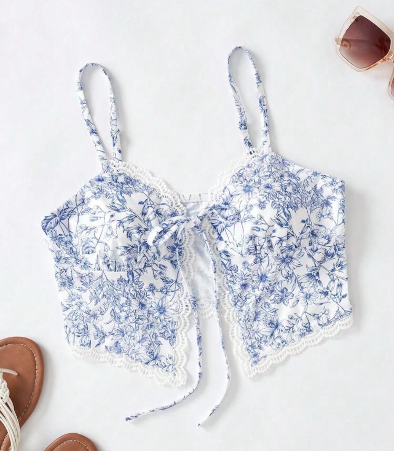 Blue And White Crop Top - Size M